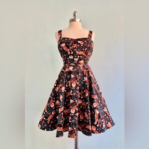 Floral Black and Red Women's Dress